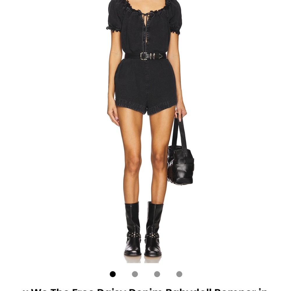 Free People Black Short Sleeve romper